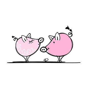 Couple of funny pigs for your design