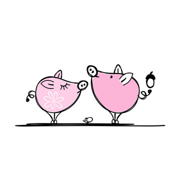 Couple of funny pigs for your design