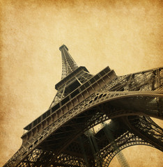 Plakat Eiffel tower. Photo in retro style. Paper texture.