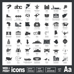 49 Vektor icons für Web + Print | Buchstabe A