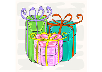 Drei Geschenkkartons