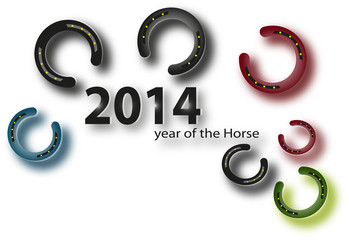 horseshoe - symbol of New Year - obrazy, fototapety, plakaty
