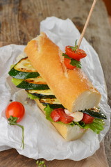 Vegetarian sandwich with grilled zucchini