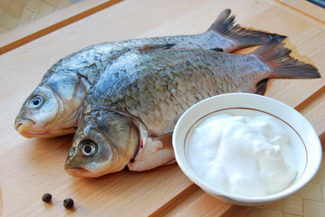 crucians on a chopping board