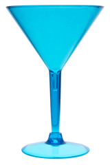 Blue martini glass on white