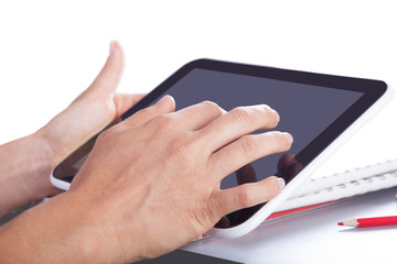 tablet in the hands