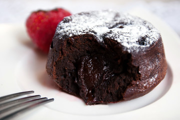 Delicious chocolate fondant close-up
