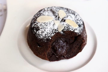 Delicious chocolate fondant close-up