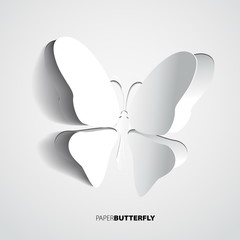Greeting card with paper white butterfly - vector 