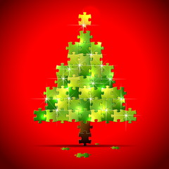 Simple vector christmas tree made from puzzle