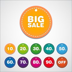 Big Sale tags with Sale up to 10 - 90 percent