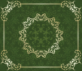 Elegant vintage frame on a green background