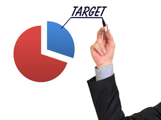 Manager shows the target, marketing concept
