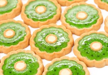 Background of biscuit with kiwi jam.
