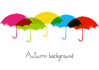 Autumn background with color umbrellas