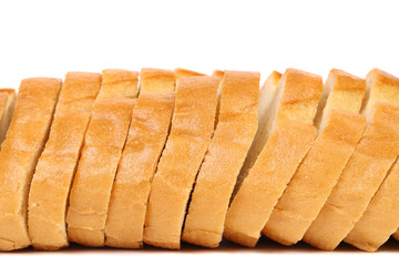 Close up of sliced long loaf.