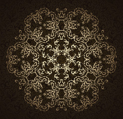 Elegant round lace pattern on seamless floral background