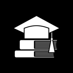 Mortar Board or Graduation Cap and books. Education symbol