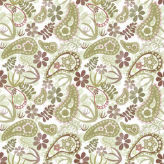 Seamless floral pattern with decorative elements