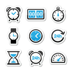 Time, clock vector icons set