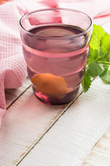 Stewed summer fruits in glass