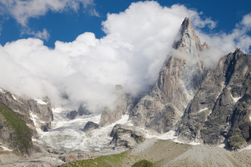 Glacier and Aiguille du Dru