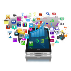Social media concept with colorful application icon,isolated on