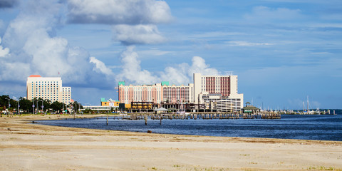 Biloxi, Mississippi, casinos and buildings along Gulf Coast