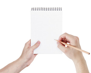 adult man hands writing something in notepad