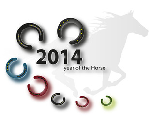 horse - symbol of New Year - obrazy, fototapety, plakaty