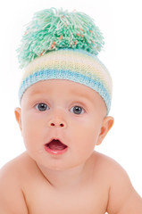 Portrait of baby on a white background