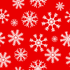 Naklejka na ściany i meble White snowflakes on red background