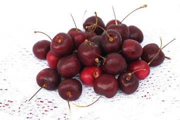 Cherry red isolated white background