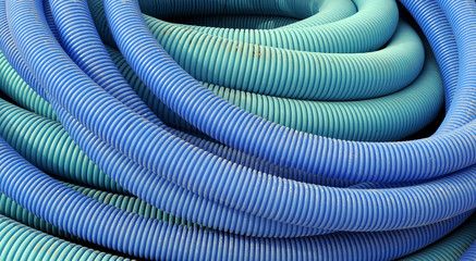 Coil of blue plastic