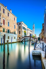 Venice S. Giorgio dei Greci water canal and church. Italy