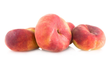 ripe peaches isolated on white background