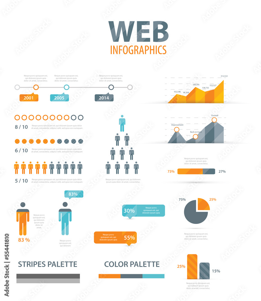 Aufkleber big infographic vector illustration web element set