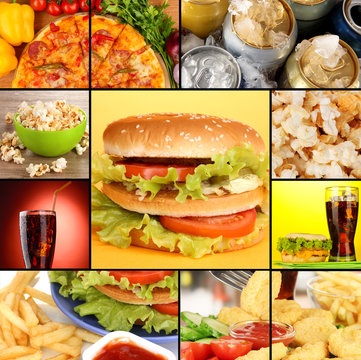 Collage of fast food