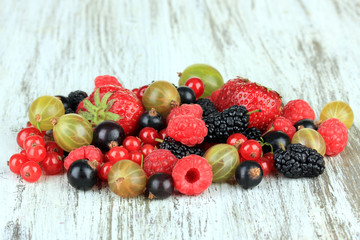 Ripe berries on table close-up