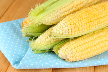Fresh corn vegetable on wooden table