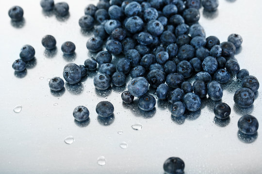 Blueberries on metal background