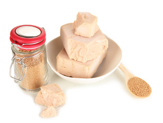 Dry yeast isolated on white