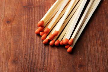 matches on wooden table