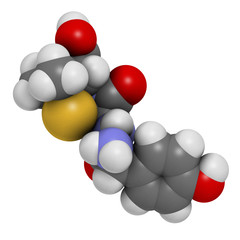 Amoxicillin beta-lactam antibiotic drug, chemical structure.