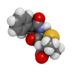 Ampicillin beta-lactam antibiotic drug, chemical structure.