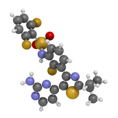 Dabrafenib melanoma cancer drug, chemical structure.