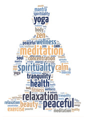 Words illustration of a person doing meditation