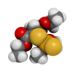 Malathion insecticide, chemical structure.