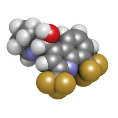 Mefloquine malaria drug, chemical structure.