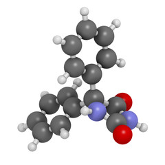 Phenytoin epilepsy drug, chemical structure.